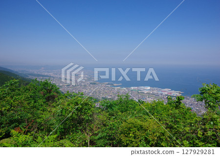 View of Niihama City from the Gokusada Observatory in Shikokuchuo City, Ehime Prefecture 127929281