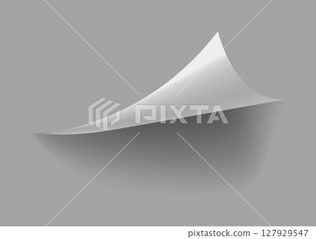 Curled paper corner. Curve page corner, page edge curl and bent paper sheet with realistic shadow. Paper corner fold isolated on white background Curled paper corner. Curve page corner, page edge curl and bent paper sheet with realistic shadow. Paper corner fold isolated on white background 127929547