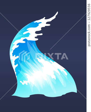 Sea ocean wave. Blue water ocean wave, marine surf wave, ripples tides sea storm, tsunami, tidal shape, splash water motion with spray isolated vector cartoon illustration Sea ocean wave. Blue water ocean wave, marine surf wave, ripples tides sea storm, tsunami, tidal shape, splash water motion with spray isolated vector cartoon illustration 127929556