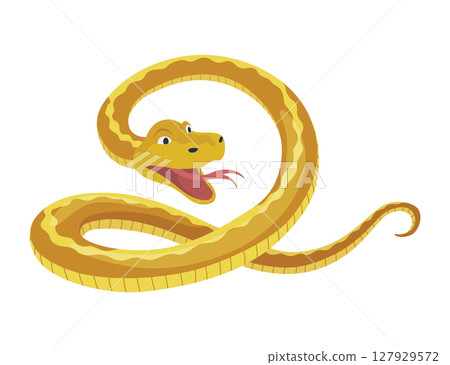Cartoon color snake. Cute smiling animal, funny reptile of wild tropical nature. Flat vector isolated illustrations for kids design Cartoon color snake. Cute smiling animal, funny reptile of wild tropical nature. Flat vector isolated illustrations for kids design 127929572