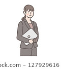Business illustration of a career woman holding a laptop 127929616