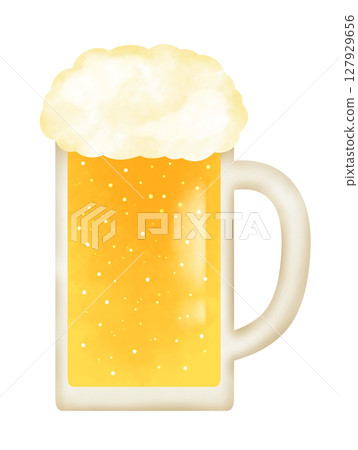 Illustration of draft beer poured into a mug 127929656