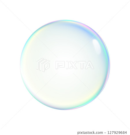 Rainbow colored soap bubbles on a transparent background 127929684