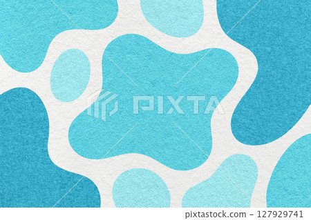 Abstract blue, turquoise and white background with amorphous shapes and spots, paper texture in flat organic design 127929741
