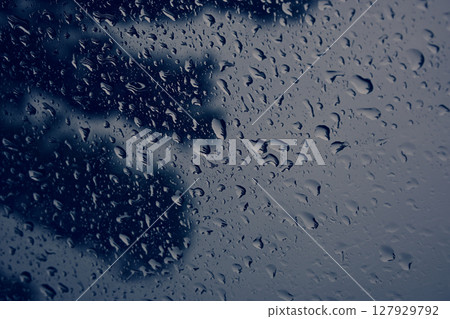 Raindrops on the car window Raindrops on the car window 127929792