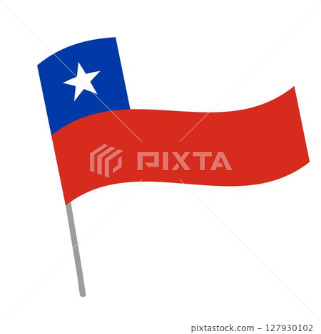 Chile national flag flutters with flagpole 127930102