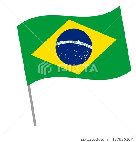 Brazil national flag flutters with flagpole Brazil national flag flutters with flagpole 127930107
