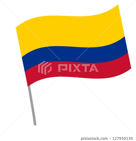 Colombia national flag flutters with flagpole Colombia national flag flutters with flagpole 127930130