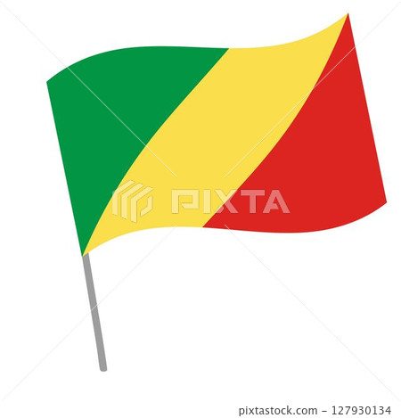 Republic of the Congo national flag flutters with flagpole Republic of the Congo national flag flutters with flagpole 127930134