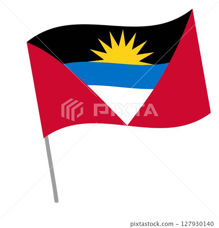 Antigua and Barbuda national flag flutters with flagpole 127930140