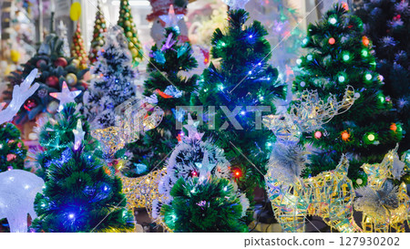 Luminous christmas decorations creating a festive atmosphere Luminous christmas decorations creating a festive atmosphere 127930202