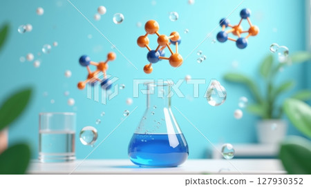 Explore the vibrant world of biotechnology and genetic engineering through a colorful, modern 3D illustration 127930352