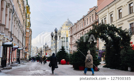 People walking on Kuznetsky Most street in Moscow during Christmas holidays People walking on Kuznetsky Most street in Moscow during Christmas holidays 127930385