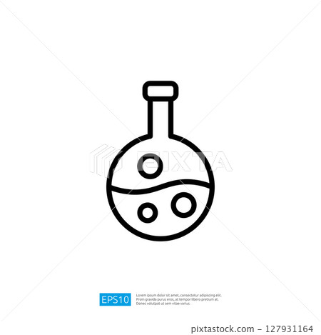 Icon of a Laboratory Flask with Liquids and Microorganisms in a Scientific Research Setting Icon of a Laboratory Flask with Liquids and Microorganisms in a Scientific Research Setting 127931164