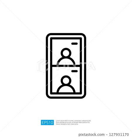 Dual User Icon on a Smartphone Screen Indicating Communication in a Modern Digital Interface Dual User Icon on a Smartphone Screen Indicating Communication in a Modern Digital Interface 127931170