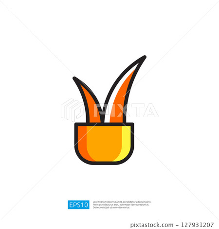 Stylized Icon of a Potted Plant with Bold Orange Leaves and Vibrant Yellow Pot in a Minimalist Design Stylized Icon of a Potted Plant with Bold Orange Leaves and Vibrant Yellow Pot in a Minimalist Design 127931207