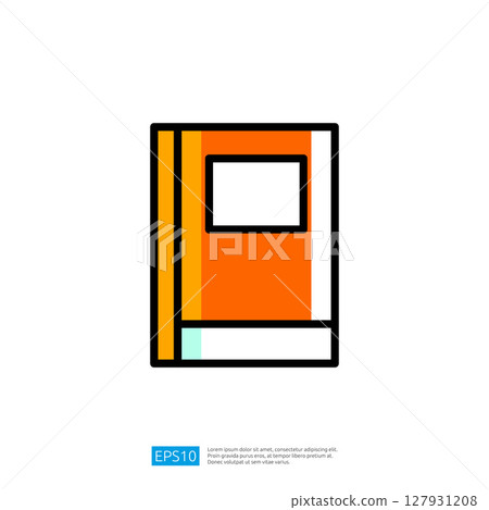 Illustration of an Orange Book Icon with a Simple Graphic Design Against a Clean Background Illustration of an Orange Book Icon with a Simple Graphic Design Against a Clean Background 127931208