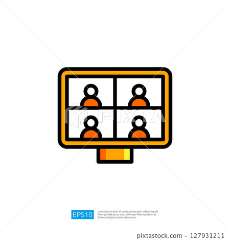 Icon of a Virtual Meeting Screen Displaying Four Participants Engaged in Online Video Conference Discussion Icon of a Virtual Meeting Screen Displaying Four Participants Engaged in Online Video Conference Discussion 127931211