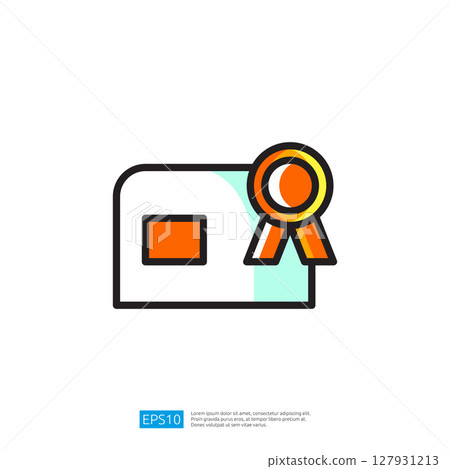Recognition Icon Featuring Certificate with Award Ribbon Symbolizing Achievement and Success in Colorful Graphic Design Recognition Icon Featuring Certificate with Award Ribbon Symbolizing Achievement and Success in Colorful Graphic Design 127931213