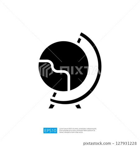 Simple Black Icon of a Globe on Stand Representing Educational Navigation and Exploration of the World 127931228