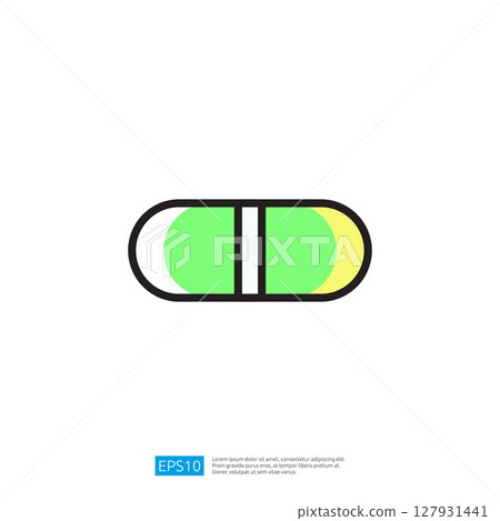 Medicine Capsule Icon with Green and Yellow Colors Representing Health and Wellness in a Minimalistic Design 127931441