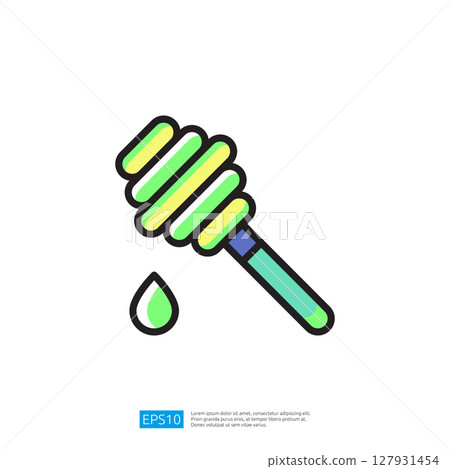 Honey Icon with Dripping Sweetness on a Colorful Background in Modern Minimalist Style 127931454