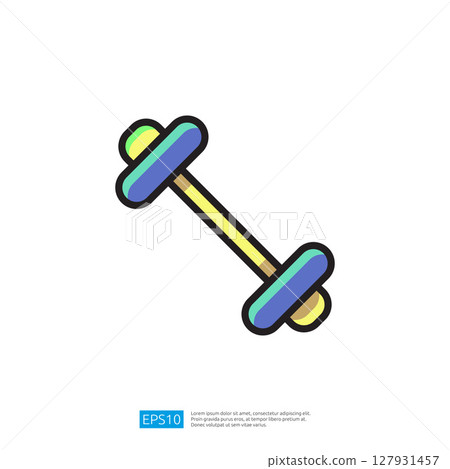 Colorful Icon of a Dumbbell for Fitness and Weightlifting Exercise Representing Strength Training and Health Focused Lifestyle 127931457