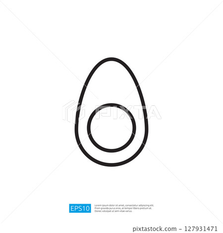 Minimalist Outline Icon of Avocado Fruit with a Circular Pit in a Simple Graphic Design for Healthy Food Representation Minimalist Outline Icon of Avocado Fruit with a Circular Pit in a Simple Graphic Design for Healthy Food Representation 127931471