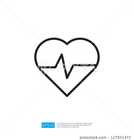 Heart Icon with Pulse Line Symbolizing Medical Health Monitoring and Wellness in Modern Graphic Design Heart Icon with Pulse Line Symbolizing Medical Health Monitoring and Wellness in Modern Graphic Design 127931472