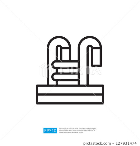 Stylized Icon of Water Slide with Coiled Pipeline Structure in Minimalist Linear Design Stylized Icon of Water Slide with Coiled Pipeline Structure in Minimalist Linear Design 127931474