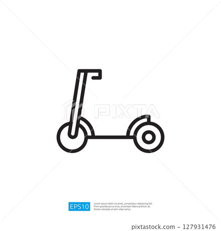 Stylized Icon of a Modern Scooter for Urban Transportation and Mobility in a Minimalist Design Outline 127931476