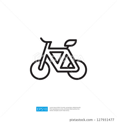 Stylized Icon Of A Bicycle With Leaf Illustrating Eco-Friendly Transportation Concept In Minimalist Design 127931477