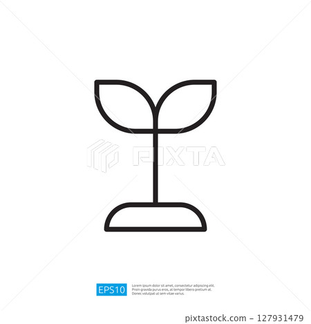 Simple Icon of a Young Plant with Two Leaves Symbolizing Growth and Renewal in Nature 127931479