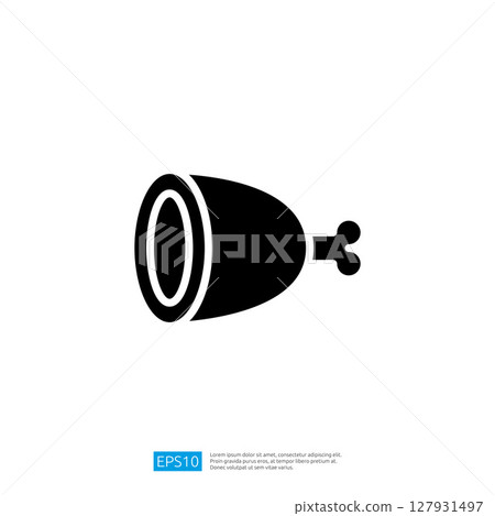 Silhouette Icon of a Chicken Drumstick Appearing Delicious and Crispy on a White Background 127931497