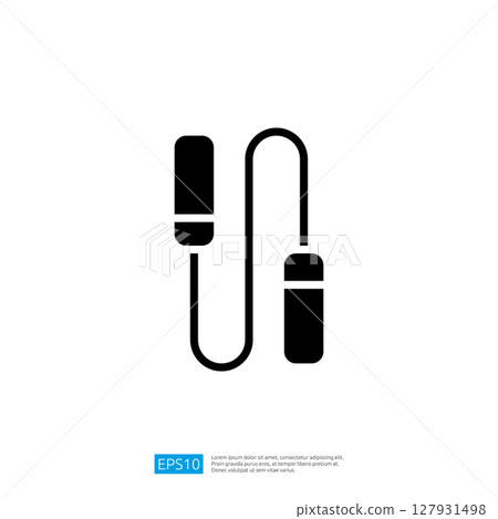 Jump Rope Icon Representing Fitness, Cardio Training, and Active Lifestyle Activities in Black Minimalist Design 127931498