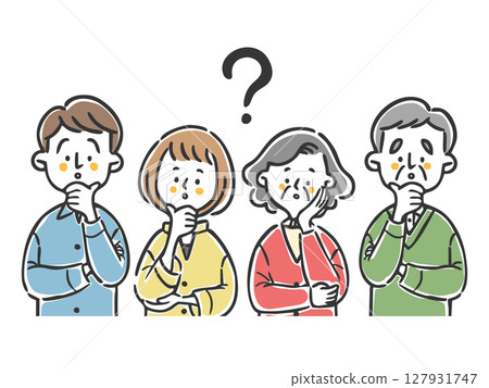 Two families with doubts, upper body, vector 127931747