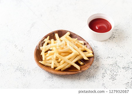 french fries on a plate 127932087