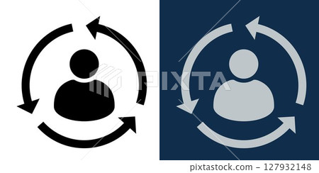 User Update Loop Icon Set. Profile Synchronization Symbol. Refresh User Interface Concept. Vector Flat User Rotation Arrows Design for System, Account, and Settings Interface Graphics. User Update Loop Icon Set. Profile Synchronization Symbol. Refresh User Interface Concept. Vector Flat User Rotation Arrows Design for System, Account, and Settings Interface Graphics. 127932148