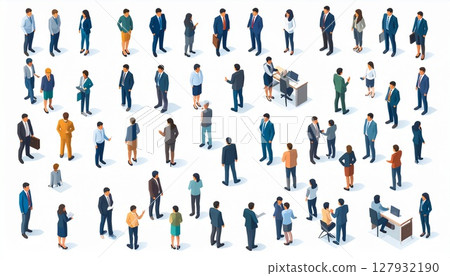 A set of various polygonal human illustrations 127932190