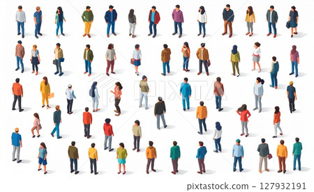 A set of various polygonal human illustrations 127932191