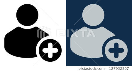 User Add Icon. Flat Silhouette Symbol with Plus Sign for New Profile Creation. Set in Black and Blue Style for Interface, App, UI Design, Access, Member Join, Social Network, Account. User Add Icon. Flat Silhouette Symbol with Plus Sign for New Profile Creation. Set in Black and Blue Style for Interface, App, UI Design, Access, Member Join, Social Network, Account. 127932207