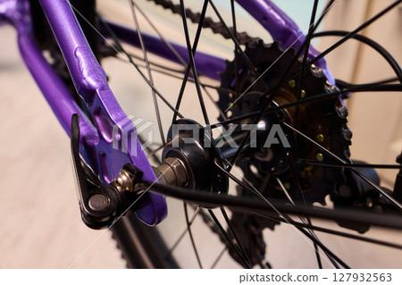 Detailed Close Up of a Modern Bicycle Gear System, Highlighting Its Components and Design Detailed Close Up of a Modern Bicycle Gear System, Highlighting Its Components and Design 127932563