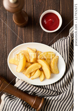 french fries on a plate french fries on a plate 127932671