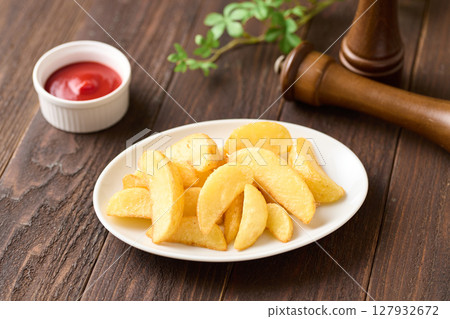 french fries on a plate 127932672