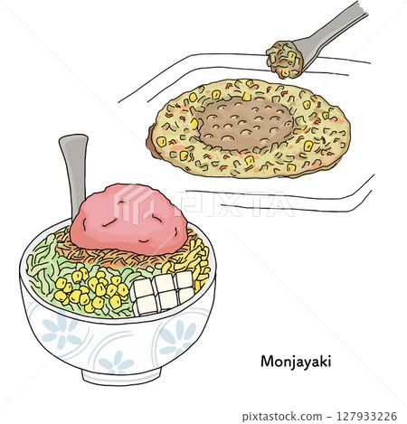 東京文燒 線描插圖 東京文燒 線描插圖 127933226