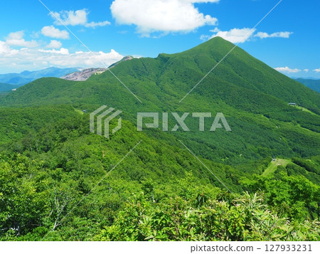 Mt. Bandai in summer as seen from the summit of Mt. Nekoma Mt. Bandai in summer as seen from the summit of Mt. Nekoma 127933231