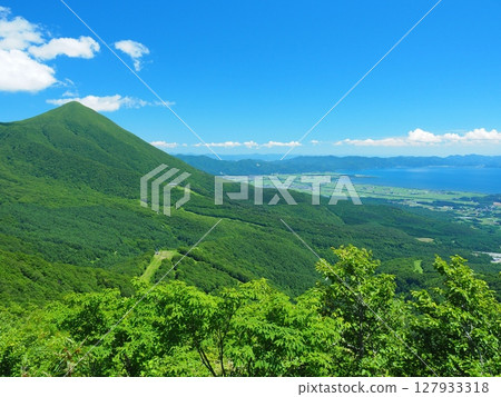 從貓魔山頂眺望磐梯山和豬苗代湖 127933318