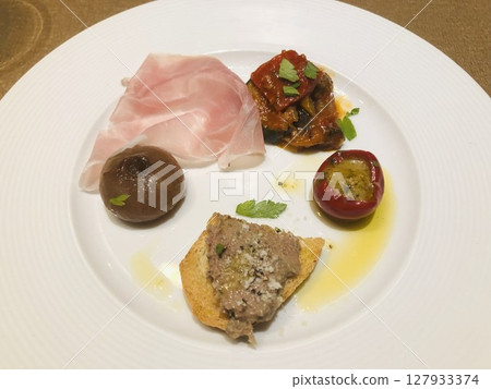 Antipasto - a variety of Italian appetizers 127933374