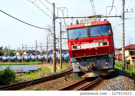 A tank freight train pulled by the electric locomotive "EH500 Kintaro" A tank freight train pulled by the electric locomotive "EH500 Kintaro" 127933423