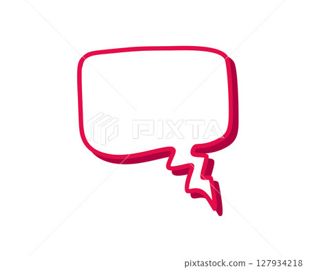 Speech bubble center, vibrant red vector, displaying empty and symbolizing communication in thought exchange Speech bubble center, vibrant red vector, displaying empty and symbolizing communication in thought exchange 127934218